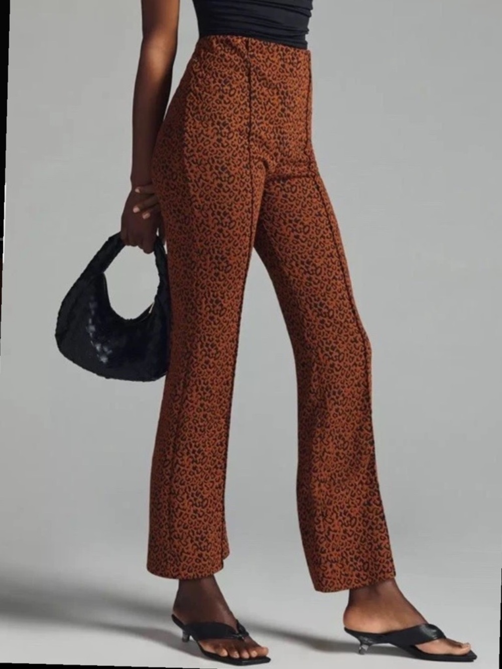 Industry Leopard Print Flare Pants XS Brown Black Pull On Stretch Retro